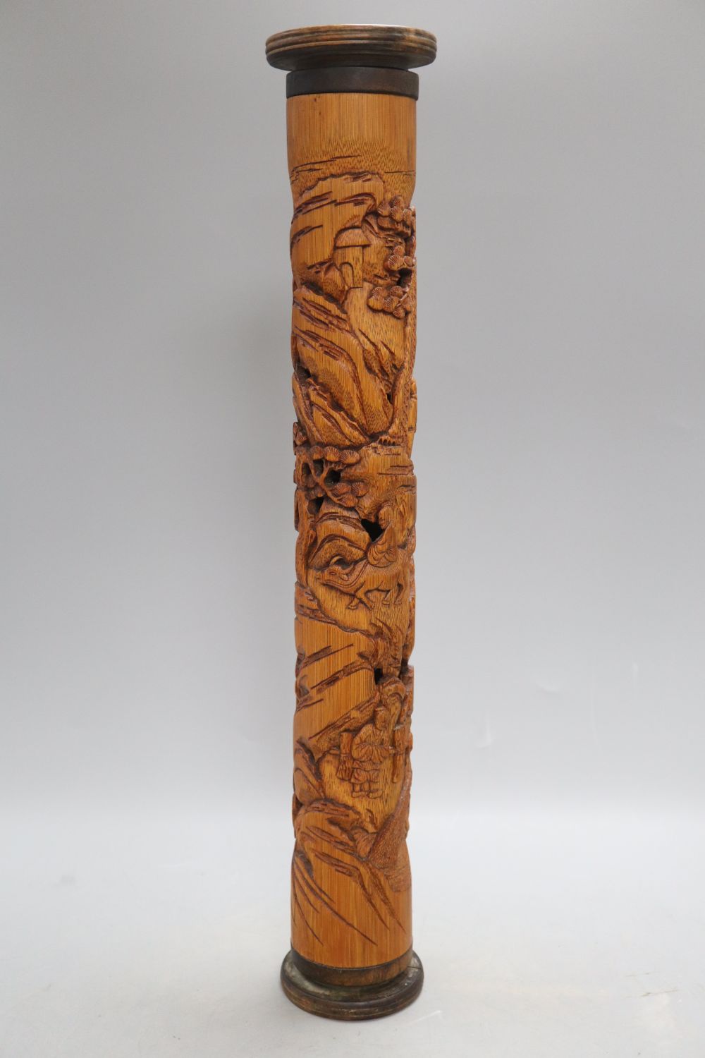 A bamboo scroll case, length 47.5cm